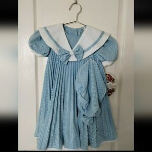 Danielle Renee Collections Size 5 Blue White Gingham Pleated Dress Dutch Girl